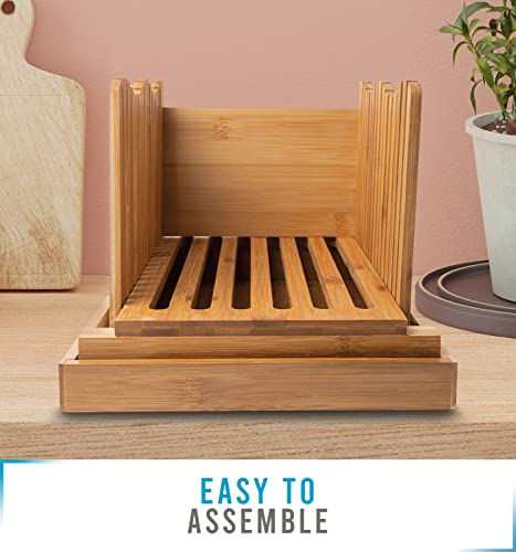 Bamboo Bread Slicer For Homemade Bread Loaf – Wooden Bread Cutting Board With Crumble Holder – Foldable, Adjustable And Compact Loaf Cutter – Thin Or Thick Slices #TOP7