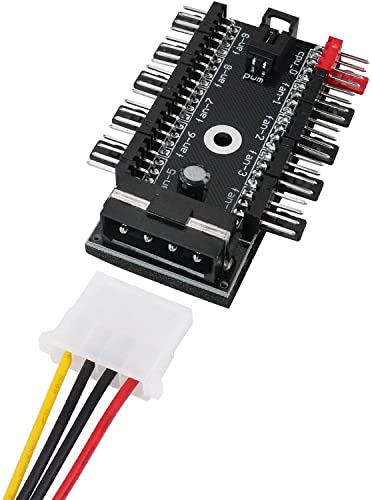 Image of Pi+ (PiPlus) 1PC PC 10 Port 4 Pin Chassis Fan Hub CPU Cooling HUB Fan Hub Controller, 10-Way 4-pin IDE Fan Speed Controller