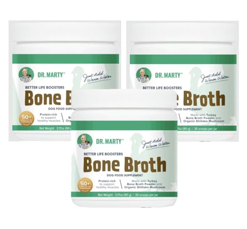 Dr. Marty Better Life Boosters Bone Broth Dog Supplement, Turkey, 3.17 oz Jar (3 Pack)