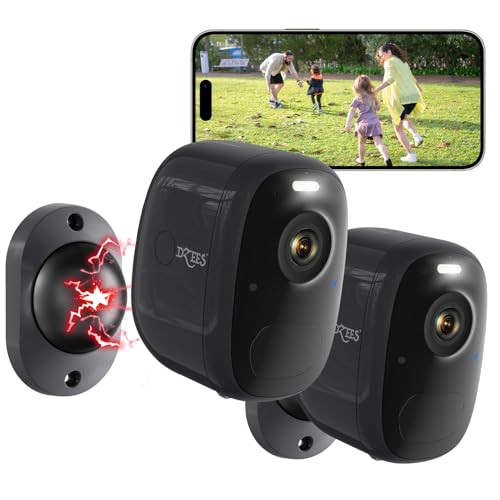 Dzees 4MP Outdoor Camera Wireless with Magnetic Mount Battery Powered Security Camera Outdoor for Home Security, 2.4Ghz WiFi/AI Motion Detection/2-Way Talk/4MP Color Night Vision/IP66/Cloud-