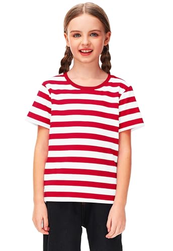 Image of Deerose Kids Striped Shirts Short Sleeve Boy Girls July 4th Patriotic Tee Top 3-14 Years