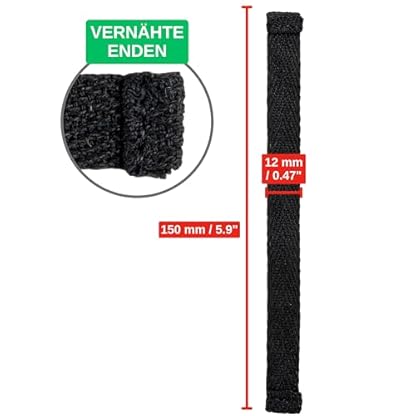 Handtuchaufhänger zum Annähen, 24 Stück, 150 x 12 mm Schlaufen, in Schwarz, aus Baumwolle, umgeschlagene und vernähte Enden, Aufhänger Halter Set für Geschirrhandtuch, Handtuch, Lappen, Deko, Camping – Bild 5