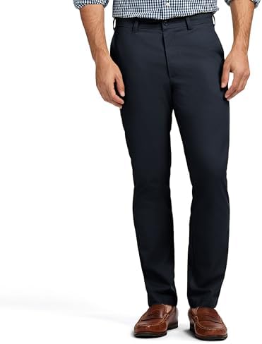 Izod Men's American Chino Flat Front Straight Fit Pant