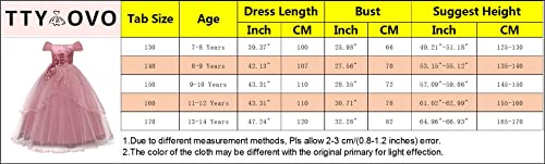 Ttyaovo Girls Applique Prom Gowns Luxury Wedding Birthday Party Princess Long Dresses Size(170) 13-14 Years Red #TOP6