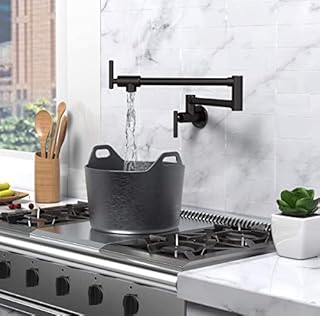 MAX Faucets - Pot Filler Faucet Double Handle Commercial Wall Mounted 26" with Accessories Matte Black Finish