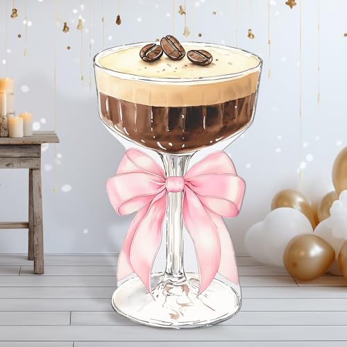 Image of Colingmill 4ft Espresso Martini Birthday Decorations Pink a Tini Bit Older Party Backdrop Birthday Party Cardboard Cutouts Decor for Women Bar Wedding Bachelorette Bridal Shower Supplies