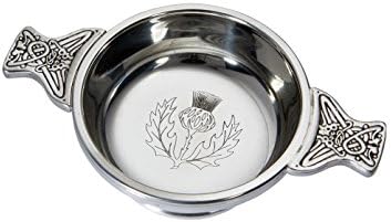 Wentworth Pewter - Thistle Pewter Quaich, Whisky Tasting Bowl, Loving Cup, Burns Night