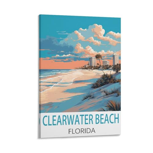 Clearwater Beach Florida poster vintage grande taille déco murale chambre 60x90