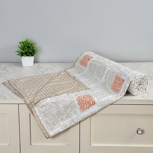 Image of Florida Cotton Double Bed All Season Reversible AC Dohar (Orange, 220x240 CM)
