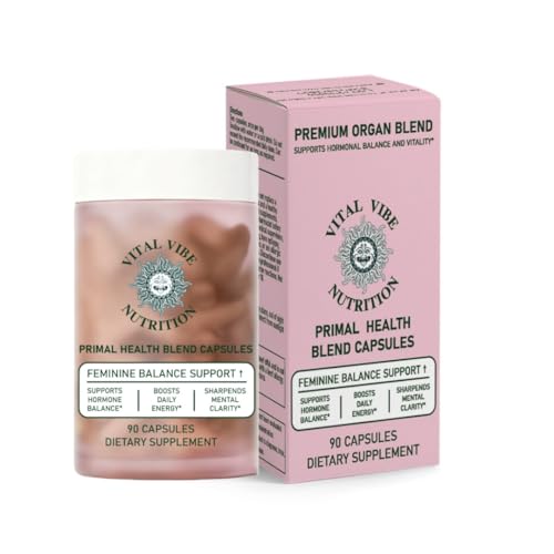 VITAL VIBE - VITAL VIBE Grass-Fed Beef Organ Supplement for Women – Hormone Balance & Daily Energy Support – Primal Health Blend with Liver, Kidney & Ovarian Extract – 90 Capsules, Non-Vegetarian
