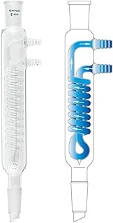 Chemglass CG-1213-L-21 Glass Reflux Coil Condenser, 175mm Coil Length, 350mm Height, 24/40 Joint