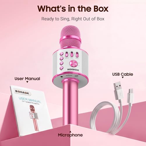 Image of BONAOK Bluetooth Karaoke Microphone, Portable Mic for Adults Kids