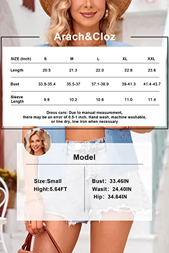 Image of Arach&Cloz Women's Lightweight Spring Summer Business Casual Cropped Short Sleeve Cardigan