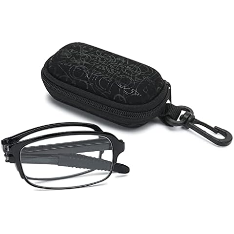 LANOMI 1 Pairs Lightweight Fold Reading Glasses Women Men Compact Mini Pocket Portable Readers TR90 Full Rim Aid Eyeglasses with Case Black 2.0 Cover