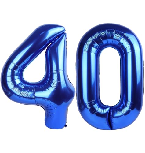 40 Balloon - Metallic Blue Birthday Number Balloons, 40 Inch Decorations