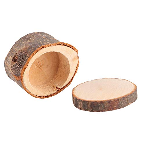 3 Pcs Wooden Ring Box Small Round Unpainted Wooden Ring Case Natural Diy Wedding Ring Container Jewelry Trinket Bearer For Valentines Day Anniversary #TOP7