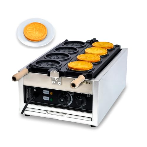 Coin Waffle Maker with Nonstick Coating and Thermostat