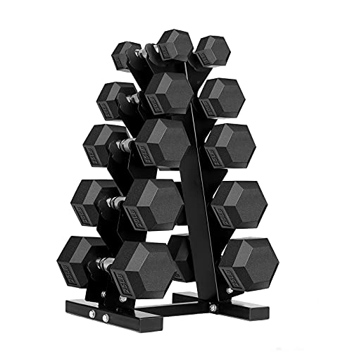 Hex Dumbbells Rubber Coated Cast Iron Hex Black Dumbbell Free Weights for Exercises 30 Pounds/Single by Zoomster - Image 7