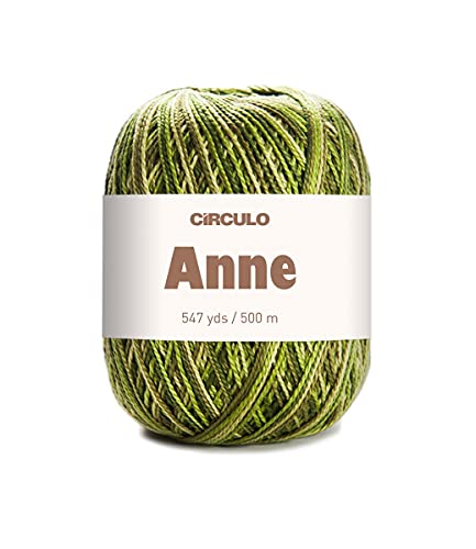 Image of CiRCULO Anne Yarn for Crocheting & Knitting, 100% Mercerized Brazilian Virgin Cotton, Soft Fingering Weight, 547 Yds, 5.19 Oz - Color 9392 Leaf