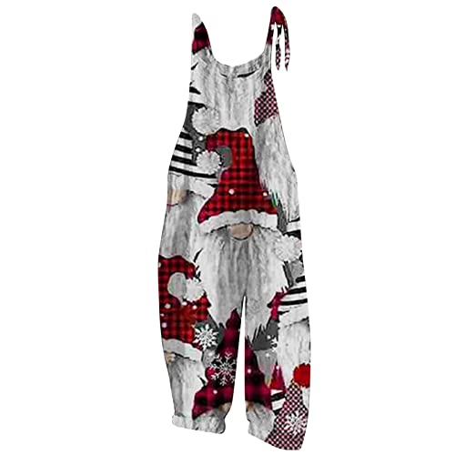Legging feminina com suspensórios vintage e estampa de Natal, G, XXG