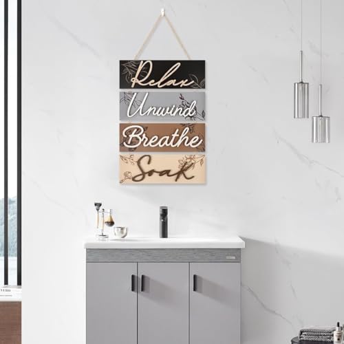 HPNIUB 3D Farmhouse Bathroom Decor, Bathroom Sign Relax Soak Unwind Breathe Wood Hanging Plaque, Rustic Home Decoration for Spa Laundry Bathroom Accessories - Cosy Home Interiors HPNIUB 3D Farmhouse Bathroom Decor, Bathroom Sign Relax Soak Unwind Breathe Wood Hanging Plaque, Rustic Home Decoration for Spa Laundry Bathroom Accessories - Image 7