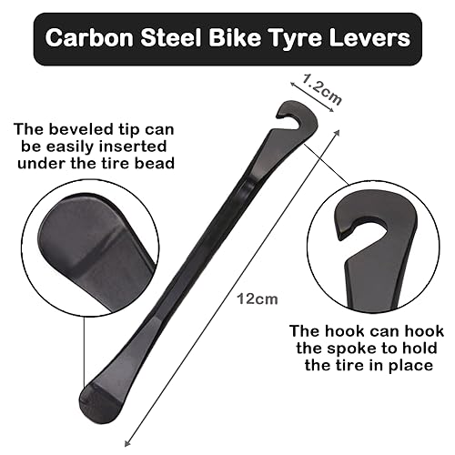 KASESSS 6 Pcs Tyre Levers for Bicycles 3 Premium Carbon Steel Bike Tyre Levers, 3 Nylon Plastic Bicycle Tyre Levers - Image 2