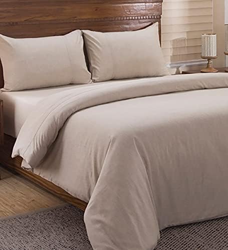 Urban Bedding Duvet Cover with Fitted Sheet 4 Piece Set - Soft Double 100% Egyptian Cotton - Comforter/Duvet Cover with Zipper Closure, 9''-15'' Inch Deep Fitted Sheet, 2 Pillow Sham, Full - Beige
