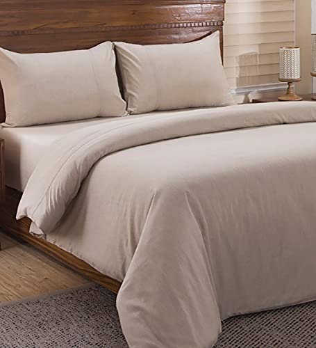 Urban Bedding Duvet Cover With Fitted Sheet 4 Piece Set - Soft Double 100% Egyptian Cotton - Comforter/Duvet Cover With Zipper Closure, 9''-15'' Inch Deep Fitted Sheet, 2 Pillow Sham, Full - Beige #TOP1