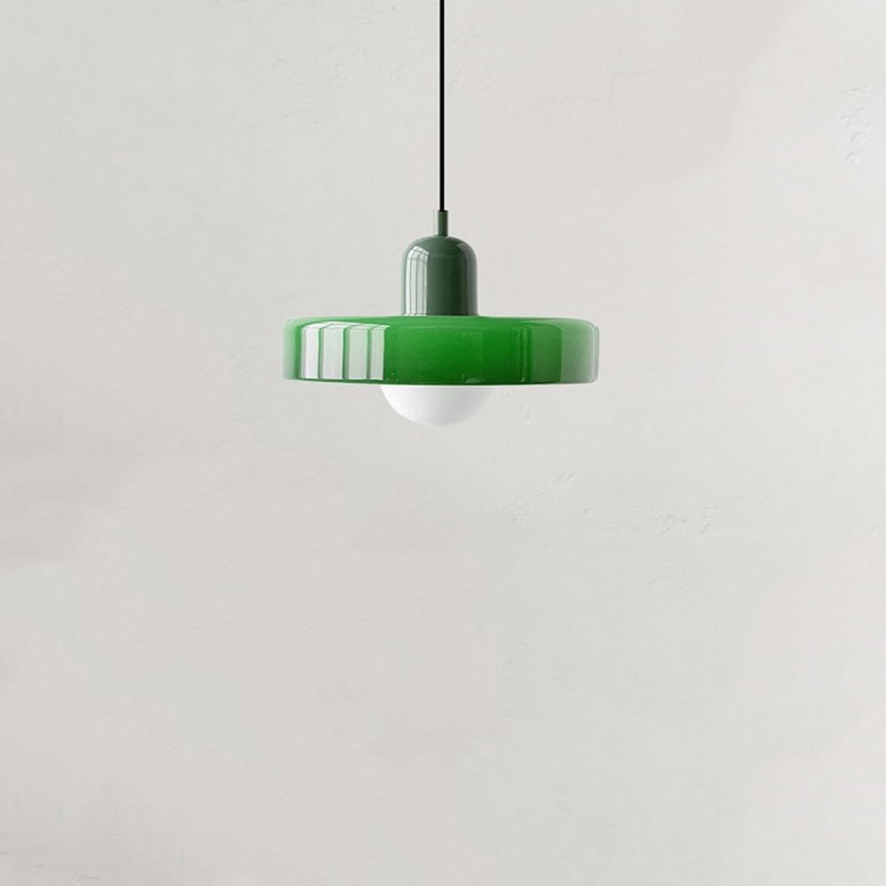 Wisząca lampa w stylu Mid Century Retro Green Glass wisząca lampa Farmhouse Single Large Ceiling wisząca lampa kuchenna wyspa zlewozmywak Nordic Modern żyrandol do sypialni jadalni