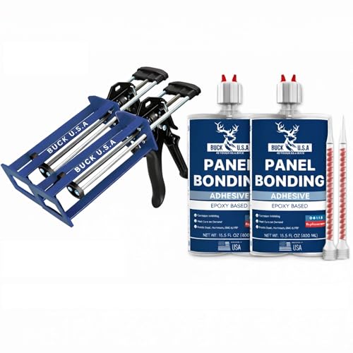 Image of 2 Pack Buck Panel Bonding Adhesive & Dual Cartridge Epoxy Gun (1:1 & 2:1) - 400ml Two-Part Epoxy, 08115 Replacement with High-Thrust Applicator for Automotive & Structural Repair