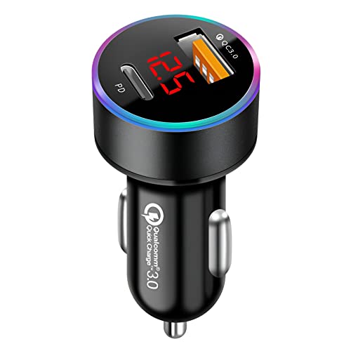Cargador Coche USB C, PD & QC3.0 Cargador Mechero Coche Rápida, Cargador Movil Coche Adaptador Compatible con Phone 13 12 11 Pro MAX X XR XS, Samsung, Huawei, Tablet, i-Pad Cover