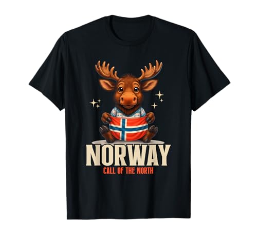 Norwegen Elch Flagge Adventure Outdoor Travel Skandinavien T-Shirt