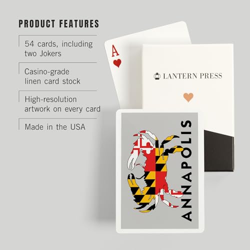 Lantern Press Annapolis Maryland Crab Flag Baraja Póker miniatura 3