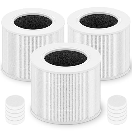 Core Mini Replacement Filter for LEVOIT Core Mini-P Air Purifier, 3-in-1 High-Efficiency H13 True HEPA Activated Carbon Filter, Replace Part # Core Mini-RF, 3 Filter & 10 Fragrance Sponge