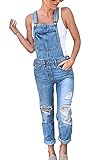  Tomwell Femme Salopette Jeans Combinaison Denim Boyfriend Slim Jumpsuit Pantalon Casual Lâche pour Printemps Automne C Bleu 34