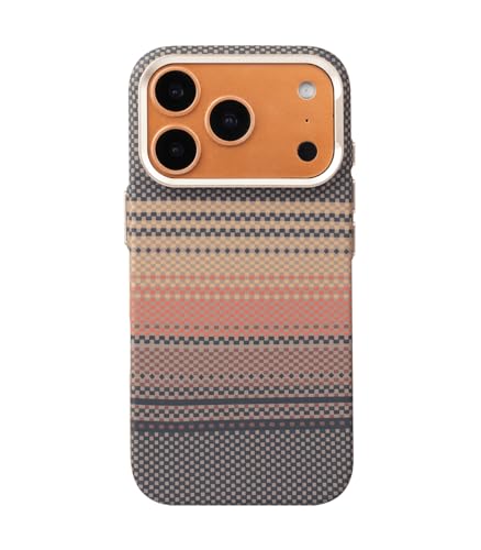 BUCKSAA Strata Magnetic Back Cover for iPhone 17 Pro Max | Aramid Fiber Slim Case | Compatible with Wireless Charging | Ultra Thin Lightweight | Scratch Resistant Protection – Sunset Orange