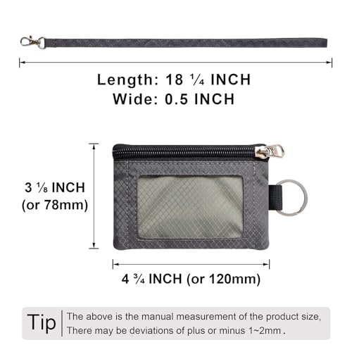 Image of CHENSPRX Minimalist RFID Blocking Small Wallet with ID Window,WaterResistant Zip Id Case Wallet with Lanyard Keychain for Cards,Cash,Travel,Women,Men