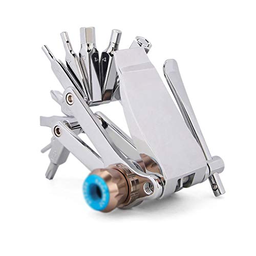 Juego de herramientas para reparación de bicicletas 16 en 1, juego de herramientas de reparación de bicicletas, llave, destornillador, cadena, herramienta multifunción para bicicletas de acero al car