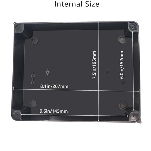 Image of Junction Box, Reserved Holes Electrical Boxes Waterproof IP65 ABS Plastic Electrical Power Cord Enclosure Project Box Black 10 x 7.9 x 4.7 inch(255x200x120mm)