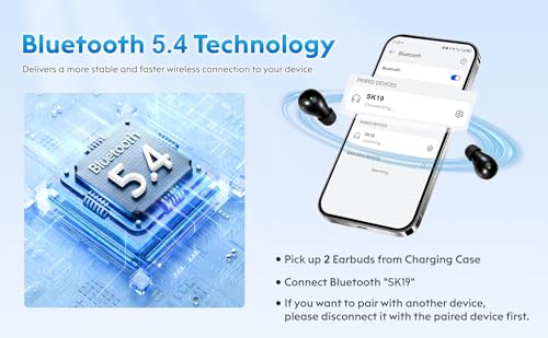 Image of Mini Sleep Earbuds for Side Sleepers, Comfortable Fit Ultra-Light Bluetooth 5.4 Invisible Sleep Headphones, LED Display Portable Case Small Earphones for Sleep Work Sports (Black)