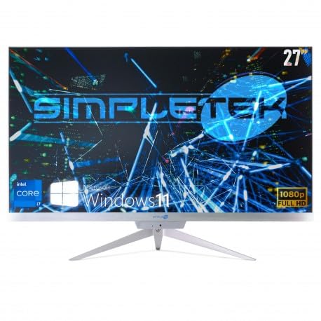 SIMPLETEK - PC All in One RGB Core i7 Windows 11 Pro 27" Full HD RAM 16 GB SSD 960 GB | Webcam Integrata, WiFi5, Bluetooth | Computer Fisso Desktop
