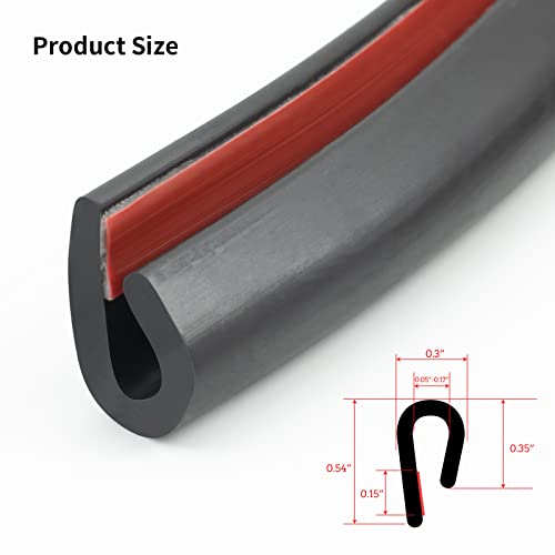 Edge Trim-Rubber U Channel Length 19.7Feet With Self-Adhesive Design For Car Doors, Table Corners, Etc (19.7Feet, Black) #TOP6