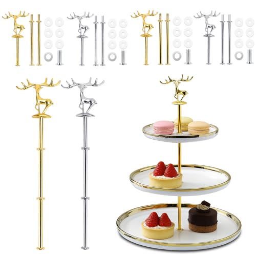 ELNLE 3 Stufige Etageren Stangen Set 6 Stück Stangen für Etageren Bausatz 2 Bis 3 Etagerenstangen Etagerenhalter Etagere für Mittellochausstech Tortenständer Buffet Torten Halter Snackteller