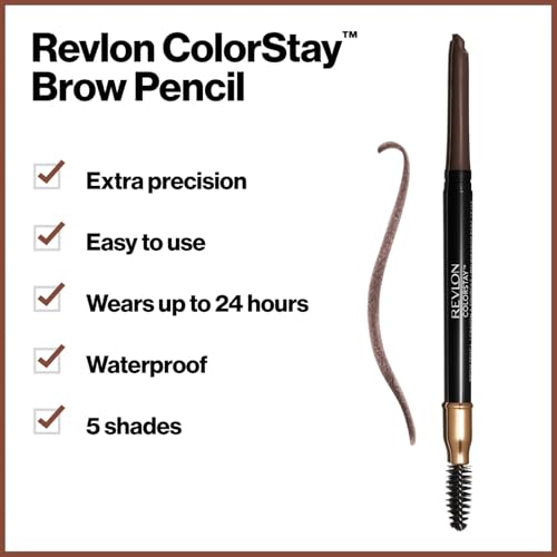 Image of REVLON Colorstay Brow Pencil, Sharpen Drawn & Defines Brows and Darken Hair, Dark Brown (Pack of 2)