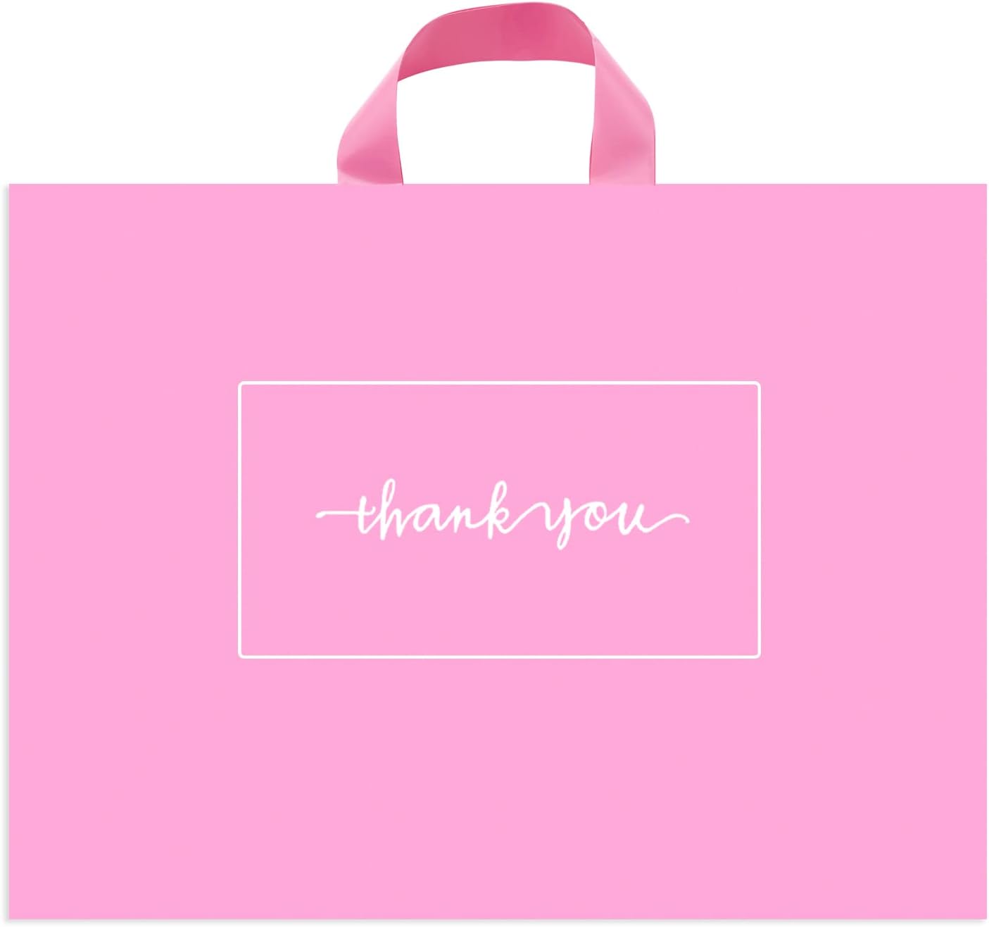 Thank You Merchandise Bags 50Pcs - 12x15In Shopping Bags for Small Business Pink - Extra Thick 2.76Mil Retail Plastic Boutique Bags with Handles