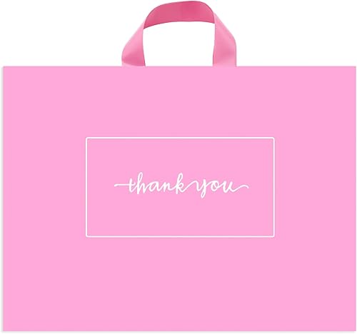 Thank You Merchandise Bags 50Pcs 10x12In Pink Thank You Bags Bulk - Extra Thick 3.1Mil Customer Bags for Small Business - Small Thank You Shopping
