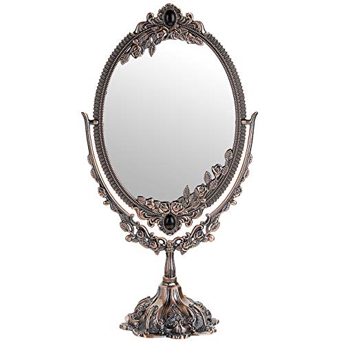 SUMTree Vintage Oval Double Sided Rotatable Dressing Mirror (L Red Bronze)