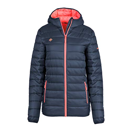 Izas - Chaqueta de Fibra para Mujer - Chaqueta Térmica de Rápido Secado con Cierre de Cremallera - Material Transpirable Ideal para Actividades al Aire Libre - Sindu Azul Oscuro y Coral - Talla S