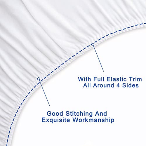 FLXXIE 4 Pieces Toddler Bedding Set, Soft and Breathable Microfiber Crib Sheet Set, Includes Quilted Comforter, Flat Top Sheet, Fitted Sheet, Envelope Pillow Case for Boys and Girls, White