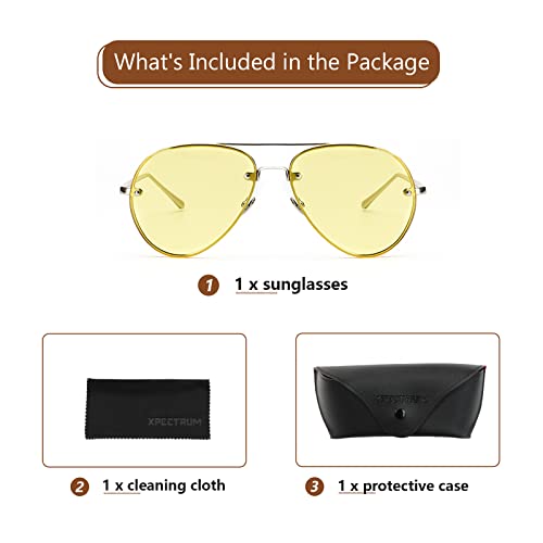 Image of Xpectrum Classic Double Bridge Metal Aviator Sunglasses for Women Men Trendy Retro UV400 Rimless Sun Glasses